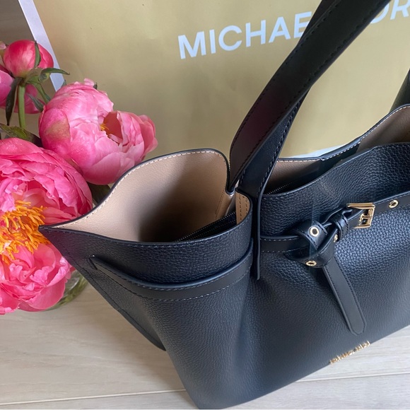 Michael Kors Large Emilia tote bag purse black pebble leather - Picture 5 of 15